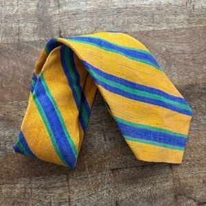 Vintage 1980’s YSL 100% all silk mens neck tie yellow nubby raw silk